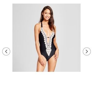 Target Plunging Sexy Embroidered One Piece